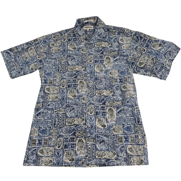 Vintage Other - Campia Moda Fish Print Aloha Shirt Hawaiian Mens Small New NWT Beachwear Vintage